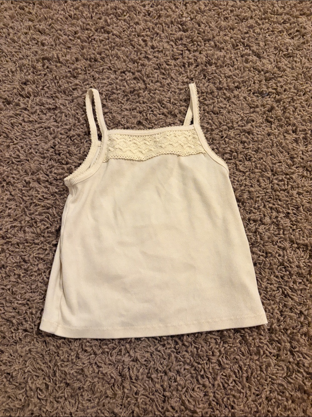 wonder nation Cream Lace-Trim Ribbed Tank Top